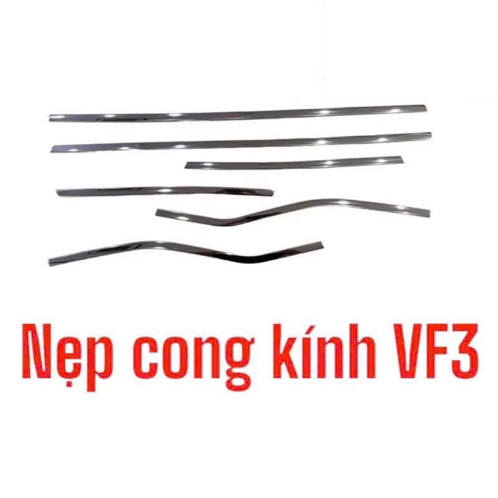 Nẹp chân kính và cong kính xe Vinfast VF3 inox 304 sáng bóng