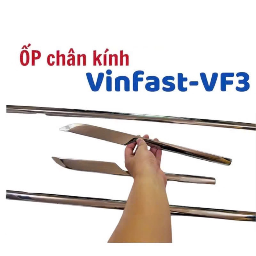 Nẹp chân kính và cong kính xe Vinfast VF3 inox 304 sáng bóng