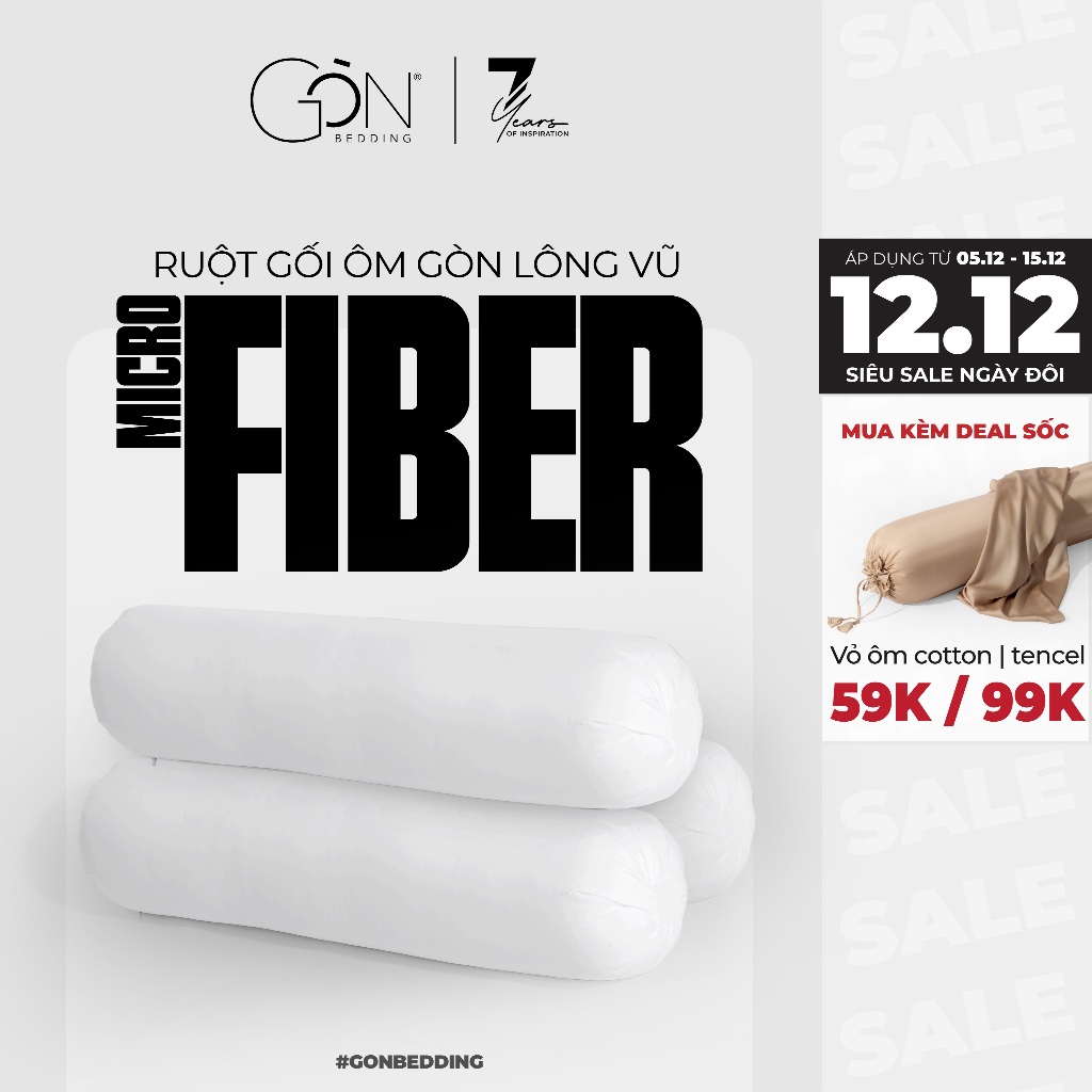 Ruột Gối Ôm Gòn Bedding Gòn Lông Vũ | Gòn Bi 35x100 cm - 1 Cái