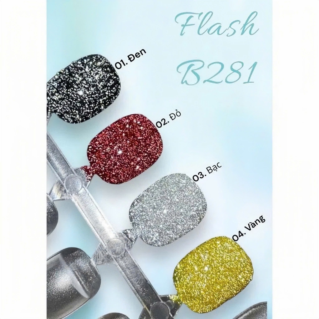 [MẪU MỚI] Sơn Gel Nhũ Flash B281 Cao Cấp Siêu Sáng Màu Bạc Và Vàng (lẻ 1 chai 15ml)