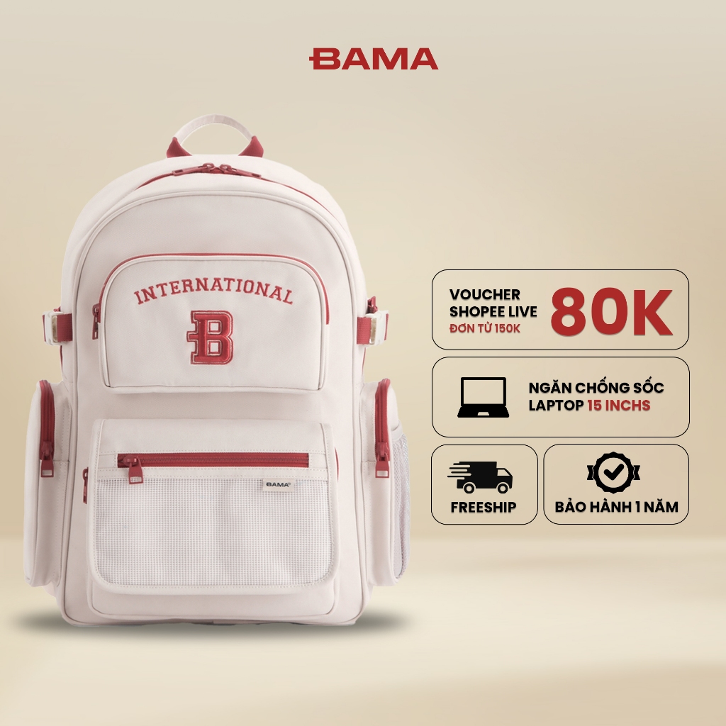 Balo nam nữ đi học đi làm BAMA Border Backpack chống nước nhiều ngăn đựng laptop 13 14 15 6 inch