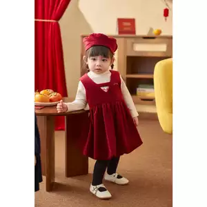 Váy Yếm Nhung, Váy Tết Dáng Bí Kèm Mũ Nồi Thời Trang Thu Đông Obebi Xinh Xắn Đáng Yêu Cho Bé Gái từ 8-22kg V56