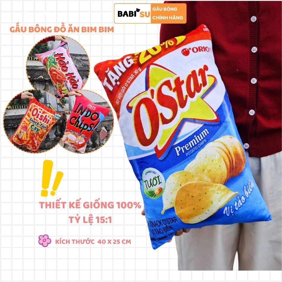 Gấu Bông Bim Bim Đồ Ăn Vặt Mềm Mại Làm Quà Tặng,Đồ Chơi Cho Bé ,Mọi Người Dùng Ôm,Gối Đầu Ngủ Tiện Lợi