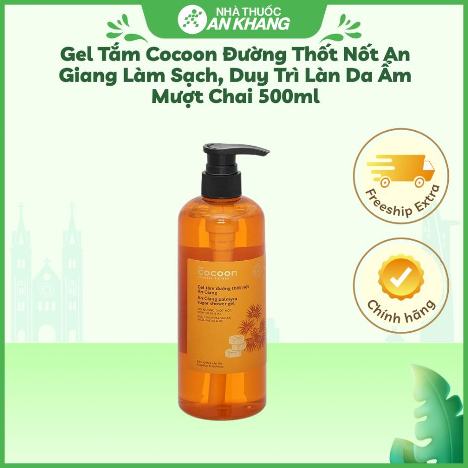 Gel tắm Cocoon Đường Thốt Nốt An Giang làm sạch, duy trì làn da ẩm mượt chai 500ml