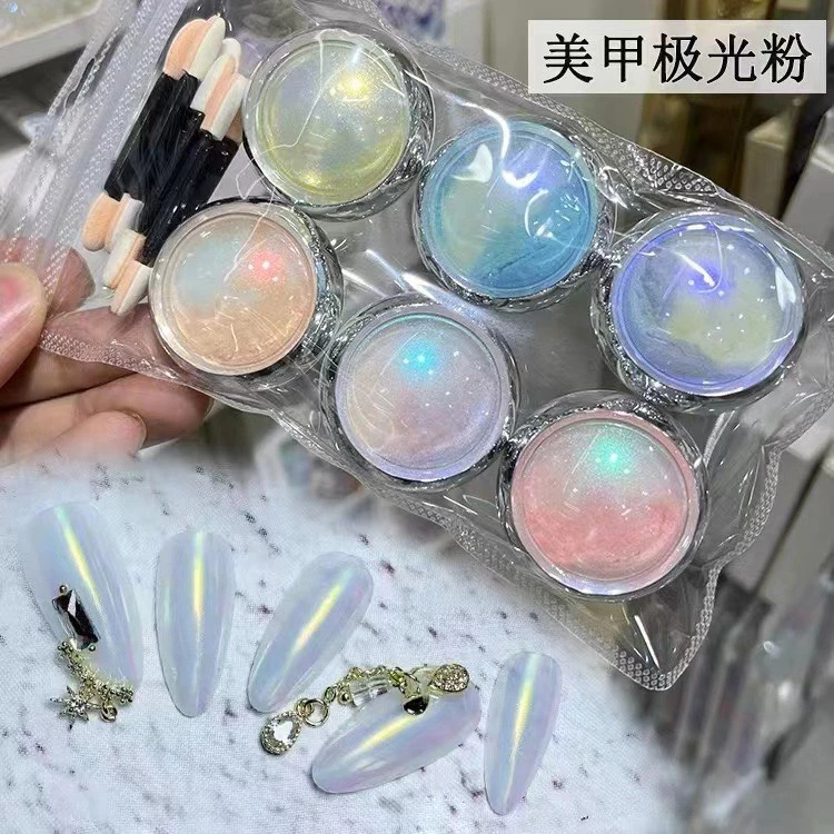 Bột Tráng Gương Ngọc Trai Nhiều Màu Set 6 Hũ Hot Trend | Bột Nail Mirror Pearl Tạo Hiệu Ứng Xà Cừ Lấp Lánh.