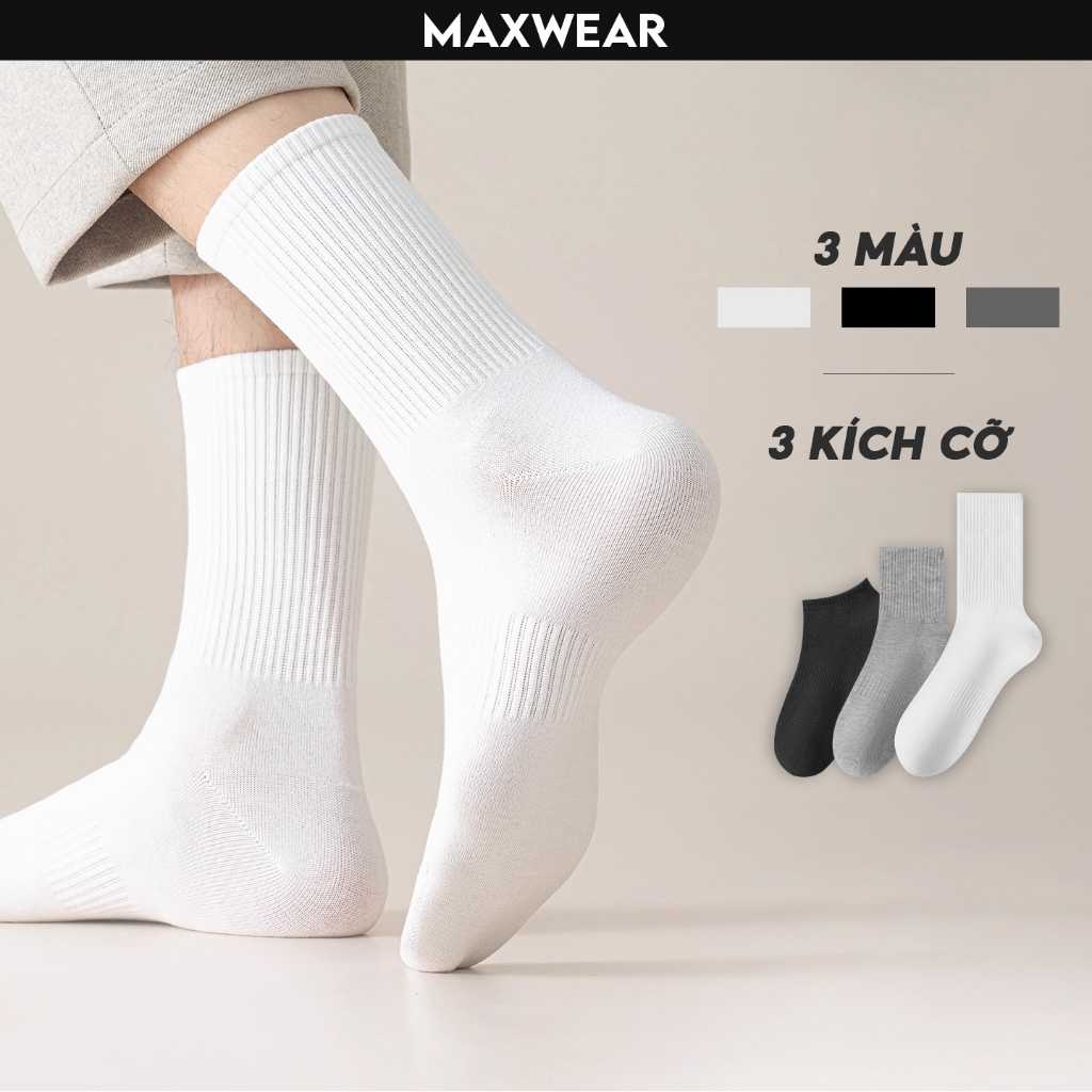 Combo 10 Tất cổ cao MAXWEAR Cotton Premium siêu mềm mịn, chống trượt, thoáng khí, khử mùi
