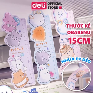 Thước Kẻ Họa Tiết Obakenu 15cm Dễ Thương Deli - Thước Nhựa PP Dẻo Cao Cấp Tỷ Lệ Đo Chính Xác Dụng Cụ Học Tập Học Sinh