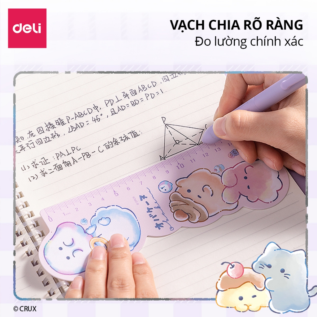 Thước Kẻ Họa Tiết Obakenu 15cm Dễ Thương Deli - Thước Nhựa PP Dẻo Cao Cấp Tỷ Lệ Đo Chính Xác Dụng Cụ Học Tập Học Sinh