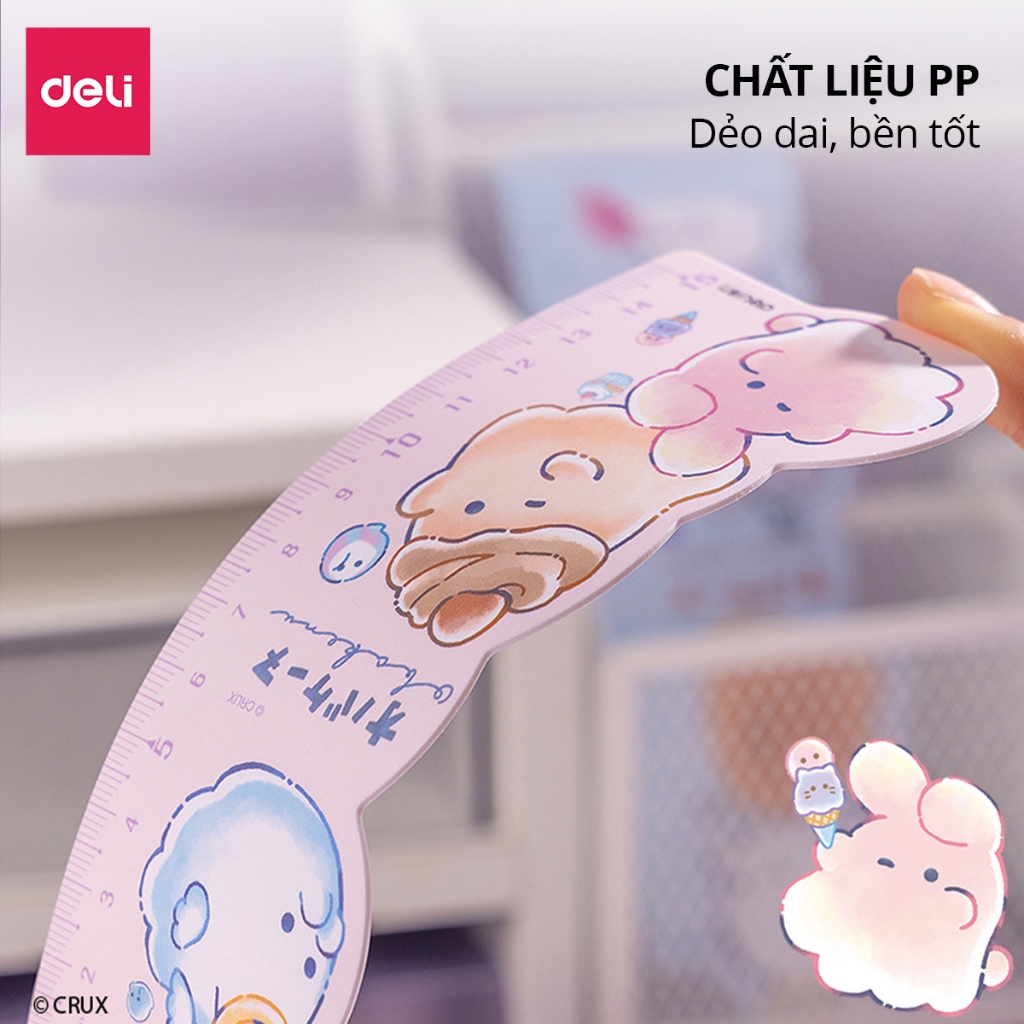 Thước Kẻ Họa Tiết Obakenu 15cm Dễ Thương Deli - Thước Nhựa PP Dẻo Cao Cấp Tỷ Lệ Đo Chính Xác Dụng Cụ Học Tập Học Sinh