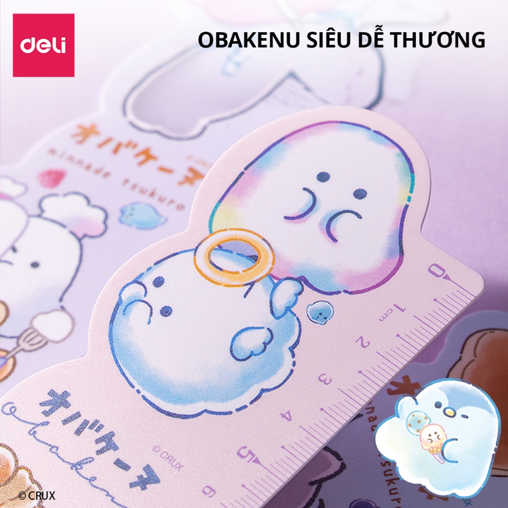 Thước Kẻ Họa Tiết Obakenu 15cm Dễ Thương Deli - Thước Nhựa PP Dẻo Cao Cấp Tỷ Lệ Đo Chính Xác Dụng Cụ Học Tập Học Sinh
