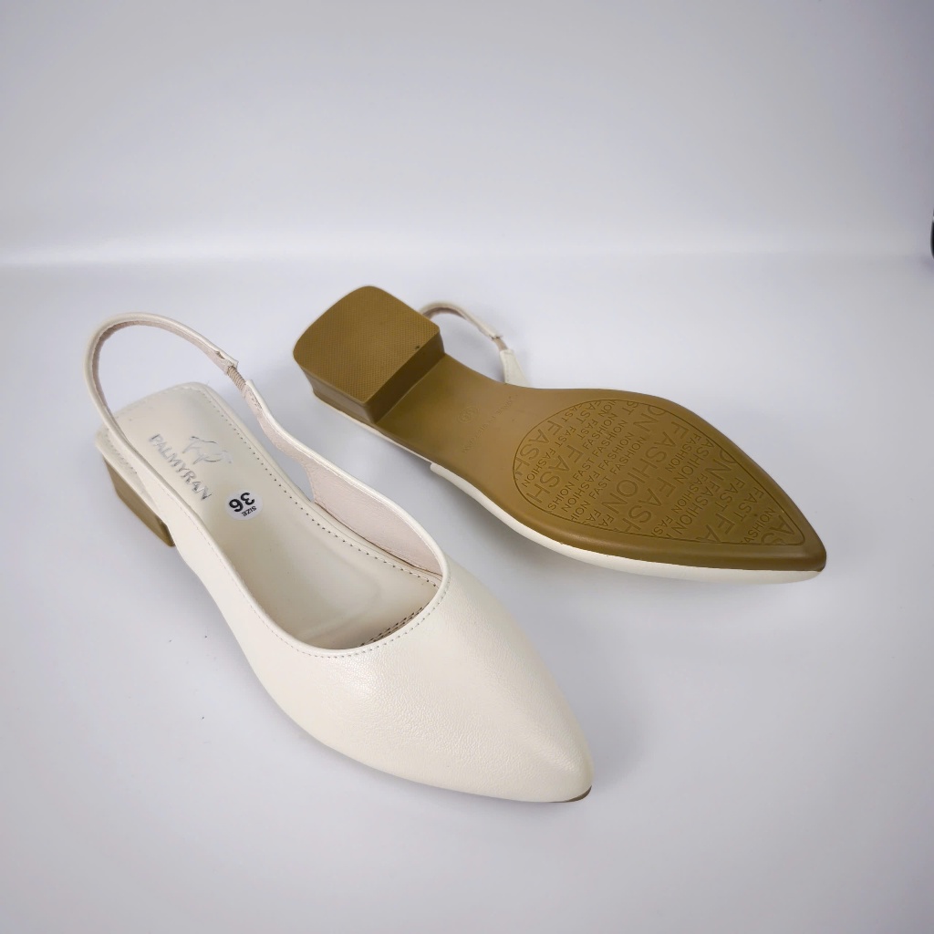 Giày nữ slingback da thật cao cấp mã CG26T cao 3cm Palmyran -  giày da nữ