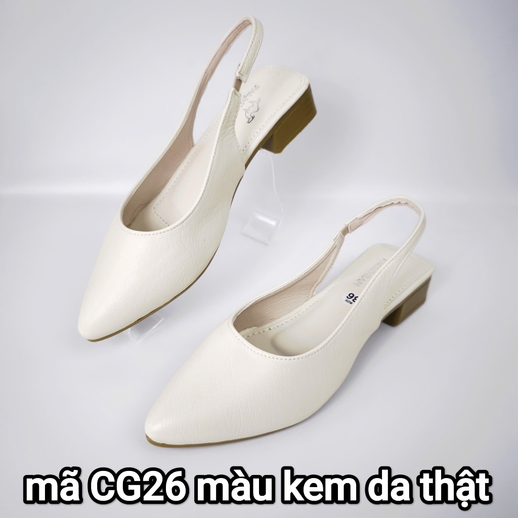 Giày nữ slingback da thật cao cấp mã CG26T cao 3cm Palmyran -  giày da nữ