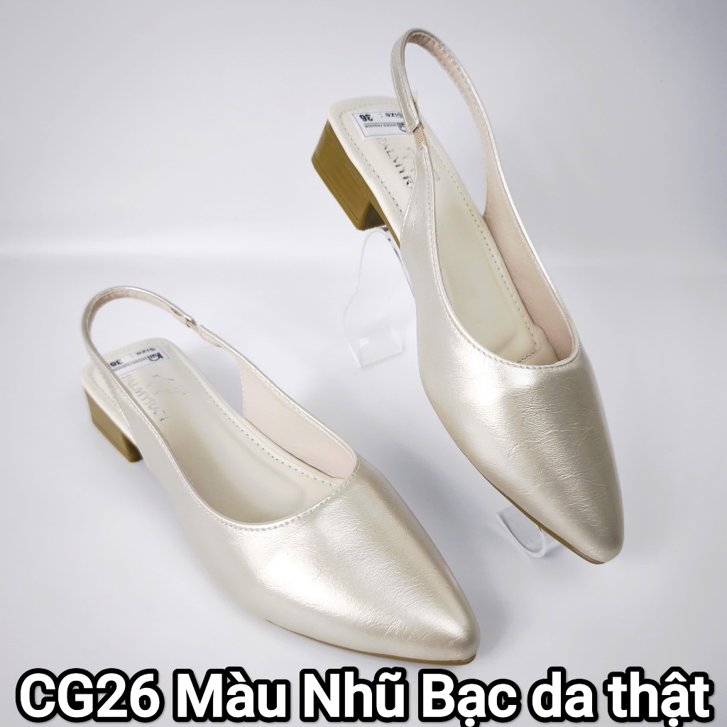 Giày nữ slingback da thật cao cấp mã CG26T cao 3cm Palmyran -  giày da nữ