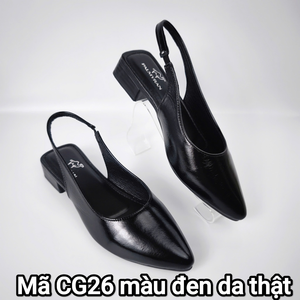 Giày nữ slingback da thật cao cấp mã CG26T cao 3cm Palmyran -  giày da nữ