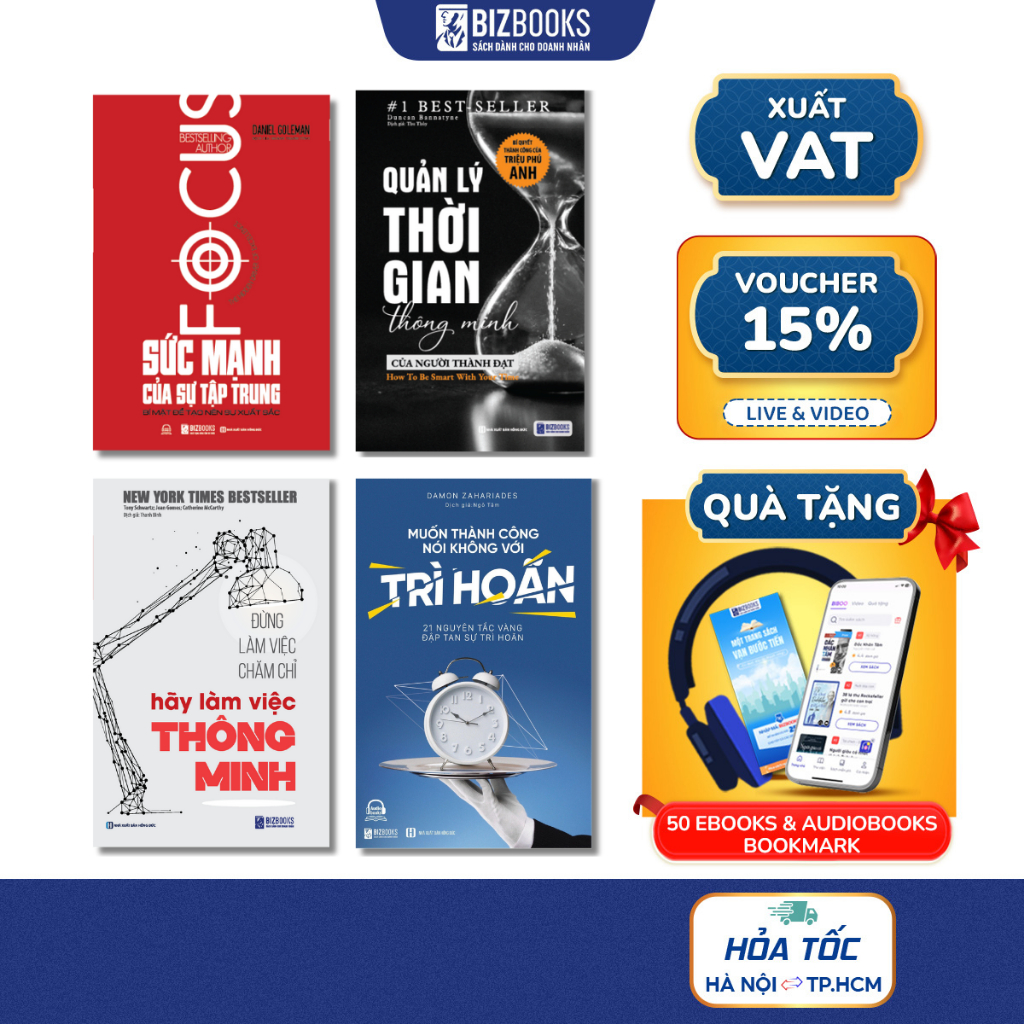 Bộ Sách 4 Cuốn Cải Thiện Kỹ Năng - Tối Ưu Hiệu Suất Làm Việc: Chăm Chỉ, Sự Tập Trung, Muốn Thành Công, Quản Lý Thời Gian