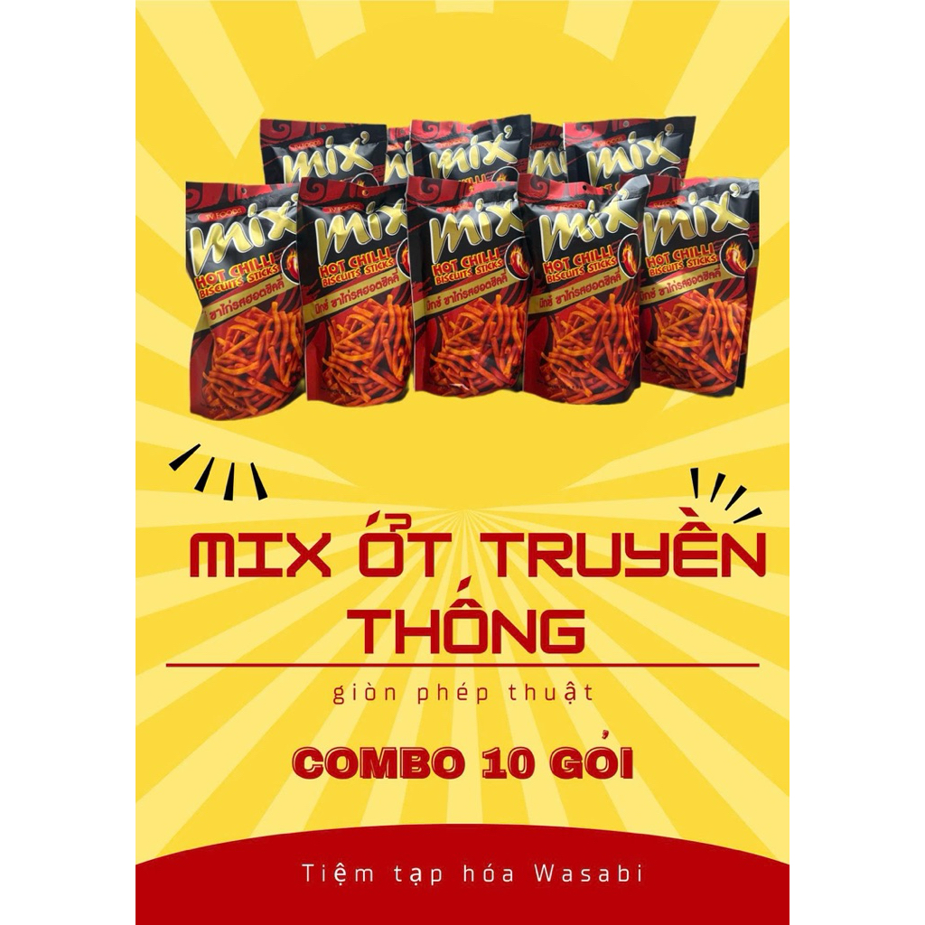 Giá Mềm Vô Địch( Mua 1 Tặng 1 ) Combo 10 gói bim Mix vị ớt cay ( thương hiệu TV Food ) ăn là nghiền