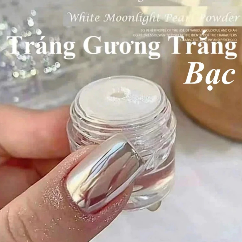 Bột Tráng Gương Bạc Siêu Sáng Cao Cấp | Bột Nail Chrome Silver Đạt Hiệu Ứng Gương Sáng Bóng Hoàn Hảo.