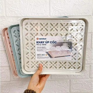 Khay nhựa úp cốc 2 lớp chất liệu an toàn thoáng khí chống ẩm giúp úp cốc gọn gàng đa dạng sử dụng