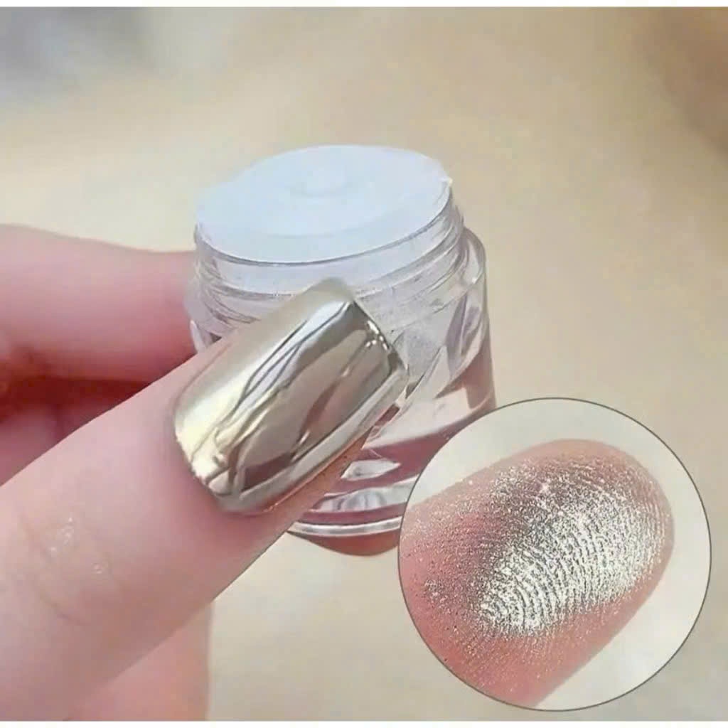 Bột Tráng Gương Bạc Siêu Sáng Cao Cấp | Bột Nail Chrome Silver Đạt Hiệu Ứng Gương Sáng Bóng Hoàn Hảo.