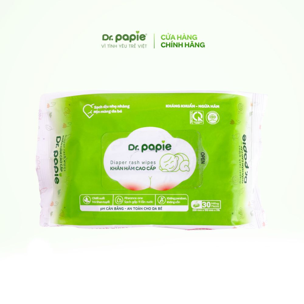 [QUÀ TẶNG KHÔNG BÁN] Khăn hăm cao cấp Dr.Papie (30 tờ/gói)