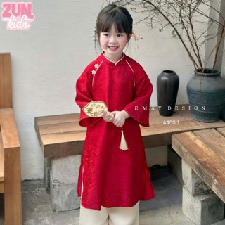 Set bộ áo và quần dài gấm lụa A460  cho bé Gái Cao Cấp, Gấm Hoa Văn Chìm, Hoa Đá Khâu Tay Style Tiểu Thư Tết
