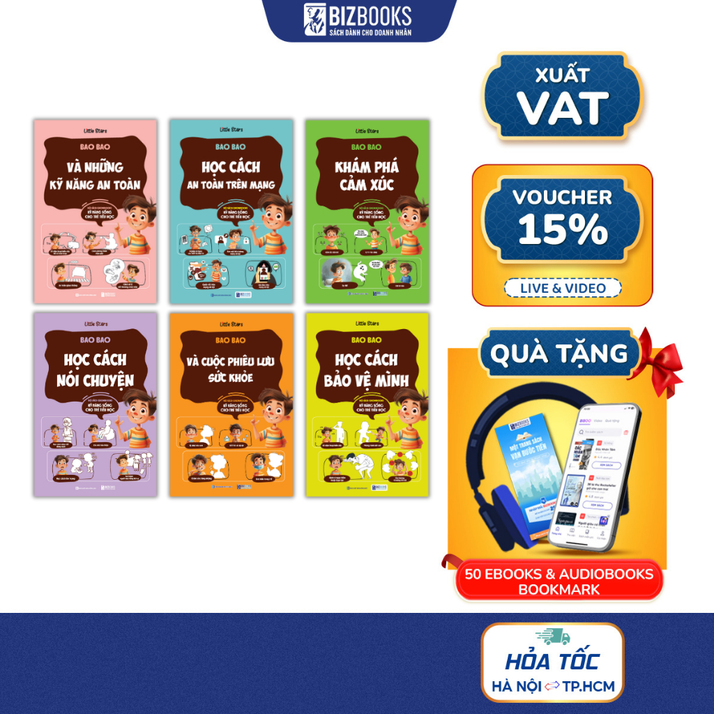 Bộ Sách GROWBOOKS - Kỹ Năng Sống Cho Trẻ Tiểu Học: Học Cách Nói Chuyện, Bảo Vệ Mình, Sức Khỏe, Cảm Xúc, An Toàn