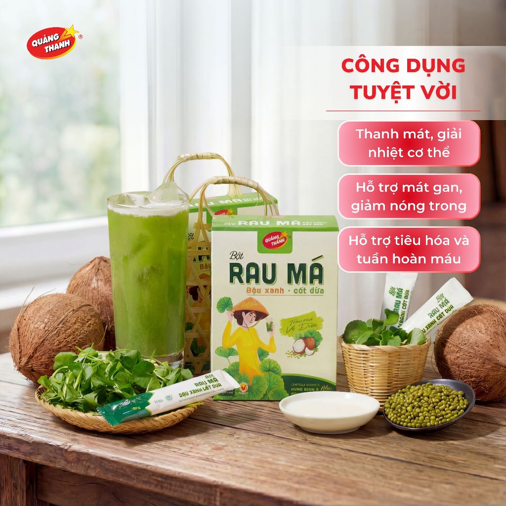 Product image Bột Rau Má Đậu Xanh Cốt Dừa Quảng Thanh Hộp 180g (12 gói x 15g) 4