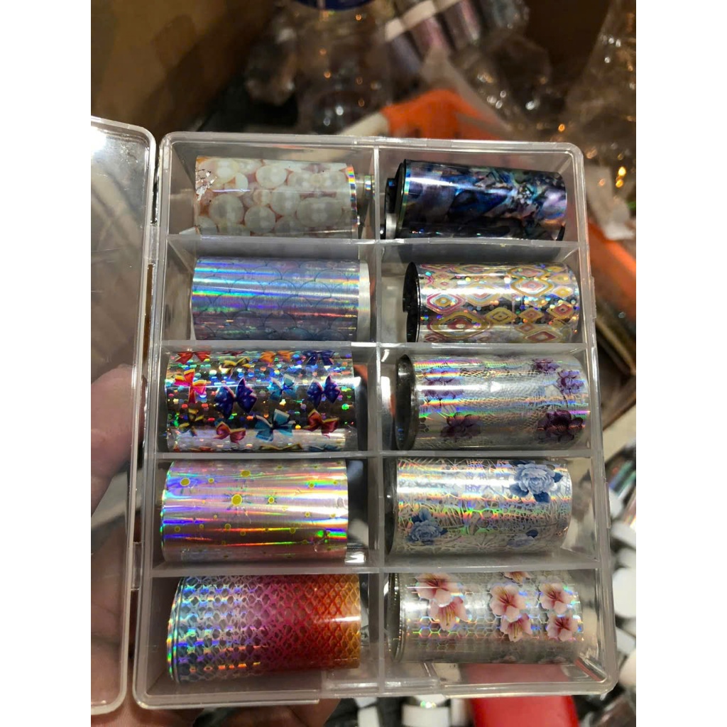 Foil Dán Móng Tay Cao Cấp | Giấy Foil Nail Art Họa Tiết Đa Dạng, Tạo Hiệu Ứng Kim Loại/Hologram.