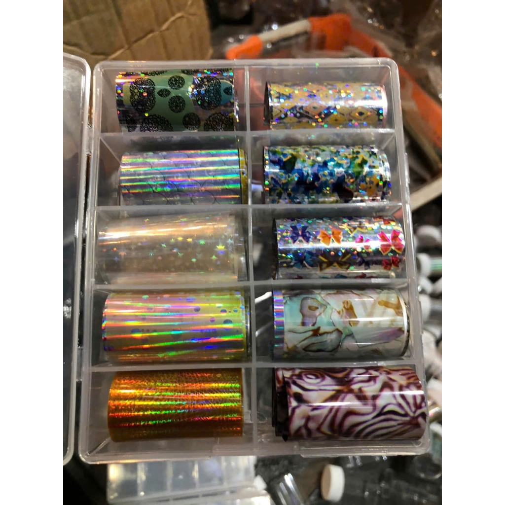 Foil Dán Móng Tay Cao Cấp | Giấy Foil Nail Art Họa Tiết Đa Dạng, Tạo Hiệu Ứng Kim Loại/Hologram.