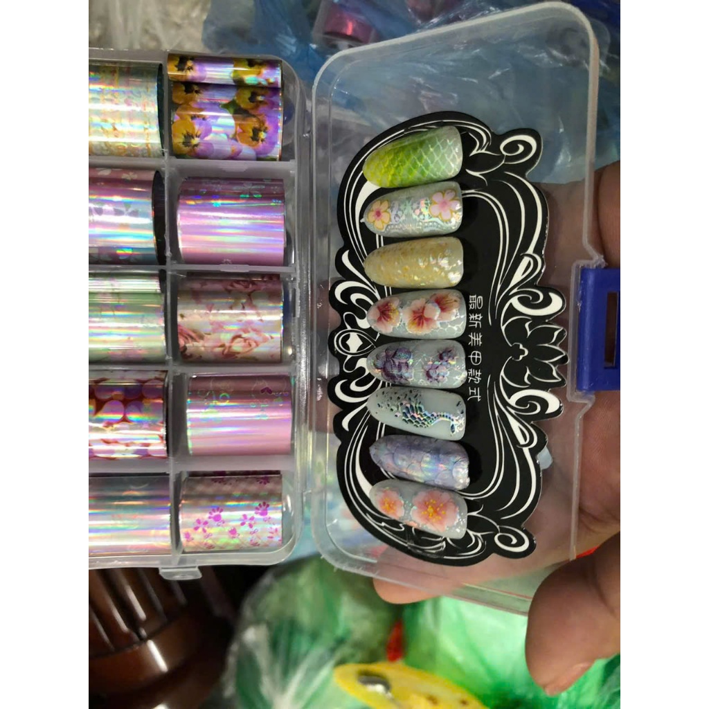 Foil Dán Móng Tay Cao Cấp | Giấy Foil Nail Art Họa Tiết Đa Dạng, Tạo Hiệu Ứng Kim Loại/Hologram.