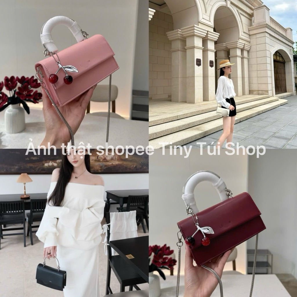 (KÈM CHARM CHERRY) Túi xách quai kiềng dáng ngang size 20 sang chảnh