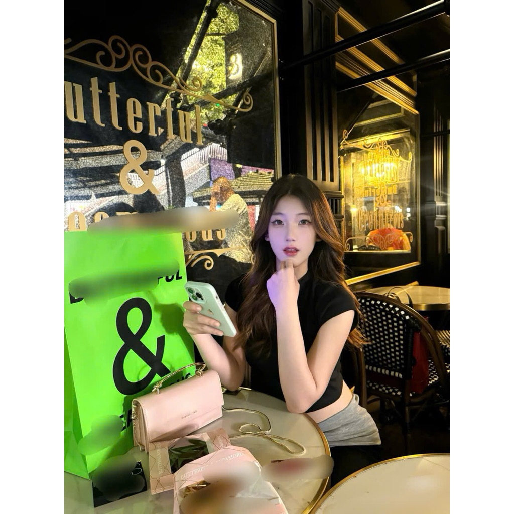 (KÈM CHARM CHERRY) Túi xách quai kiềng dáng ngang size 20 sang chảnh