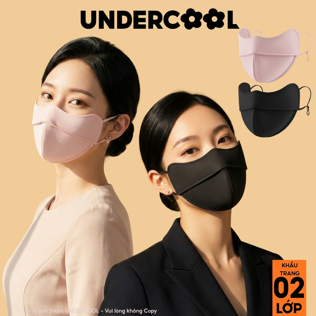Khẩu trang chống nắng 2 lớp UNDERCOOL gọng định hình chống lem son, chống tia UV UPF50++, thoáng khí KT18