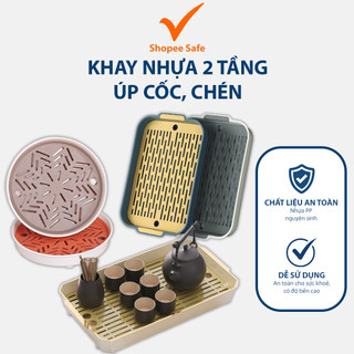 Khay nhựa úp cốc 2 lớp chất liệu an toàn thoáng khí chống ẩm giúp úp cốc gọn gàng đa dạng sử dụng