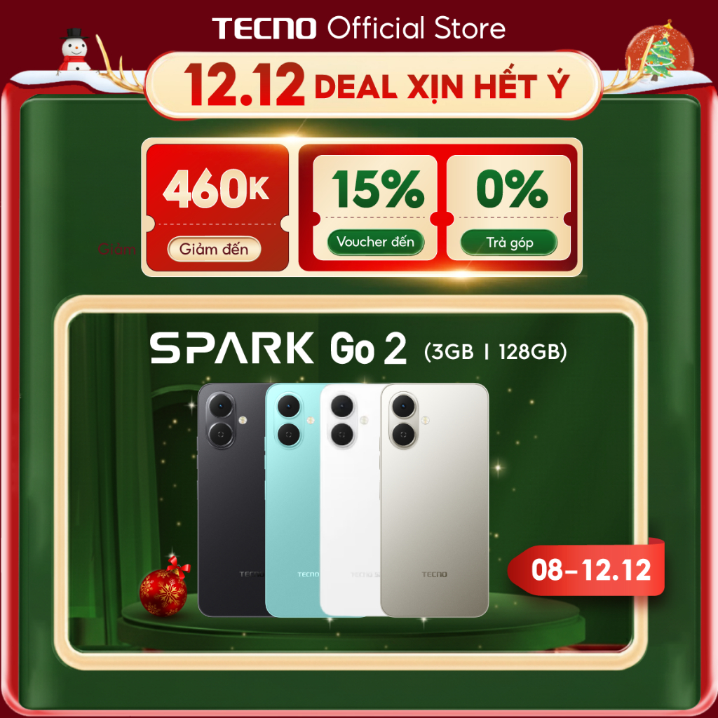 Điện thoại TECNO SPARK GO 2 (3+3)GB/128GB | Màn hình 6.67" 120Hz | Pin 5000mAh | Loa kép 300%