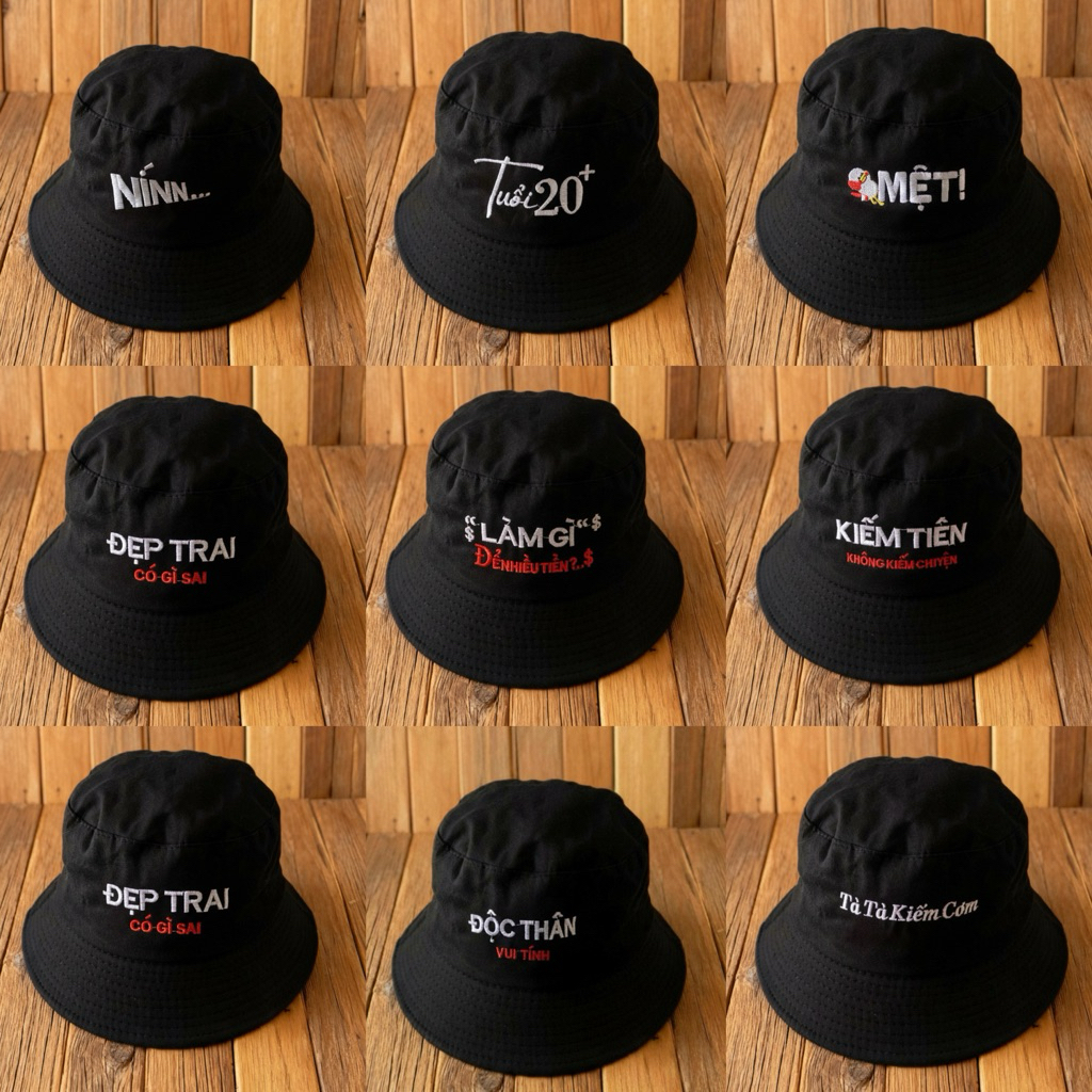 MŨ VÀNH BUCKET NHIỀU MẪU SLOGAN HOTTREND