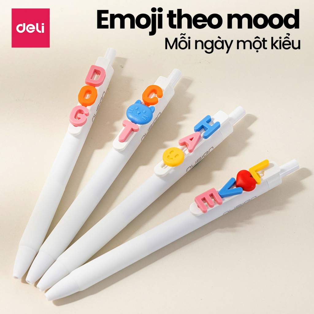 Bút Gel Gắn Charm Xinh Xắn Deli Bút Bi Nước Mực Đen Ngòi ST Nhanh Khô 0.5mm Cao Cấp Thiết Kế Mới Cho Học Sinh Sinh Viên