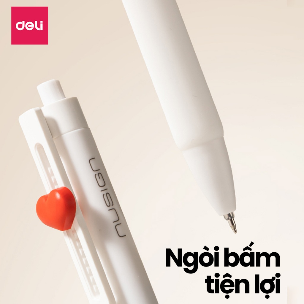 Bút Gel Gắn Charm Xinh Xắn Deli Bút Bi Nước Mực Đen Ngòi ST Nhanh Khô 0.5mm Cao Cấp Thiết Kế Mới Cho Học Sinh Sinh Viên