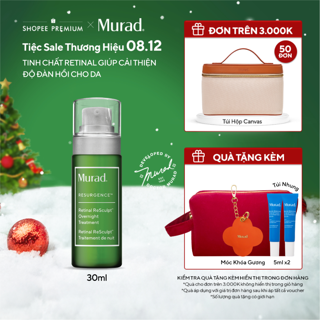 Tinh chất Retinal giúp cải thiện độ đàn hồi cho da Murad Retinal ReSculpt Overnight Treatment 30ml