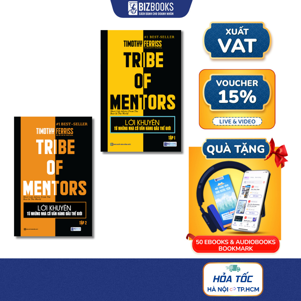 Combo 2 Cuốn Sách Lời Khuyên Từ Những Nhà Cố Vấn Hàng Đầu Thế Giới - Tribe Of Mentor - Tập 1 &2 - Bizbooks