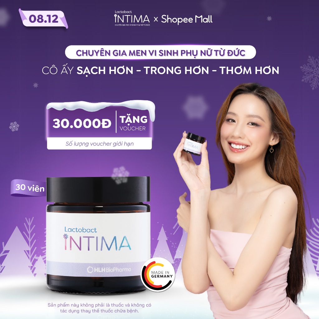 1 Hộp men vi sinh phụ nữ Lactobact Intima bổ sung lợi khuẩn, hỗ trợ giảm tái phát viêm, ngứa rát, vô hiệu hoá hại khuẩn