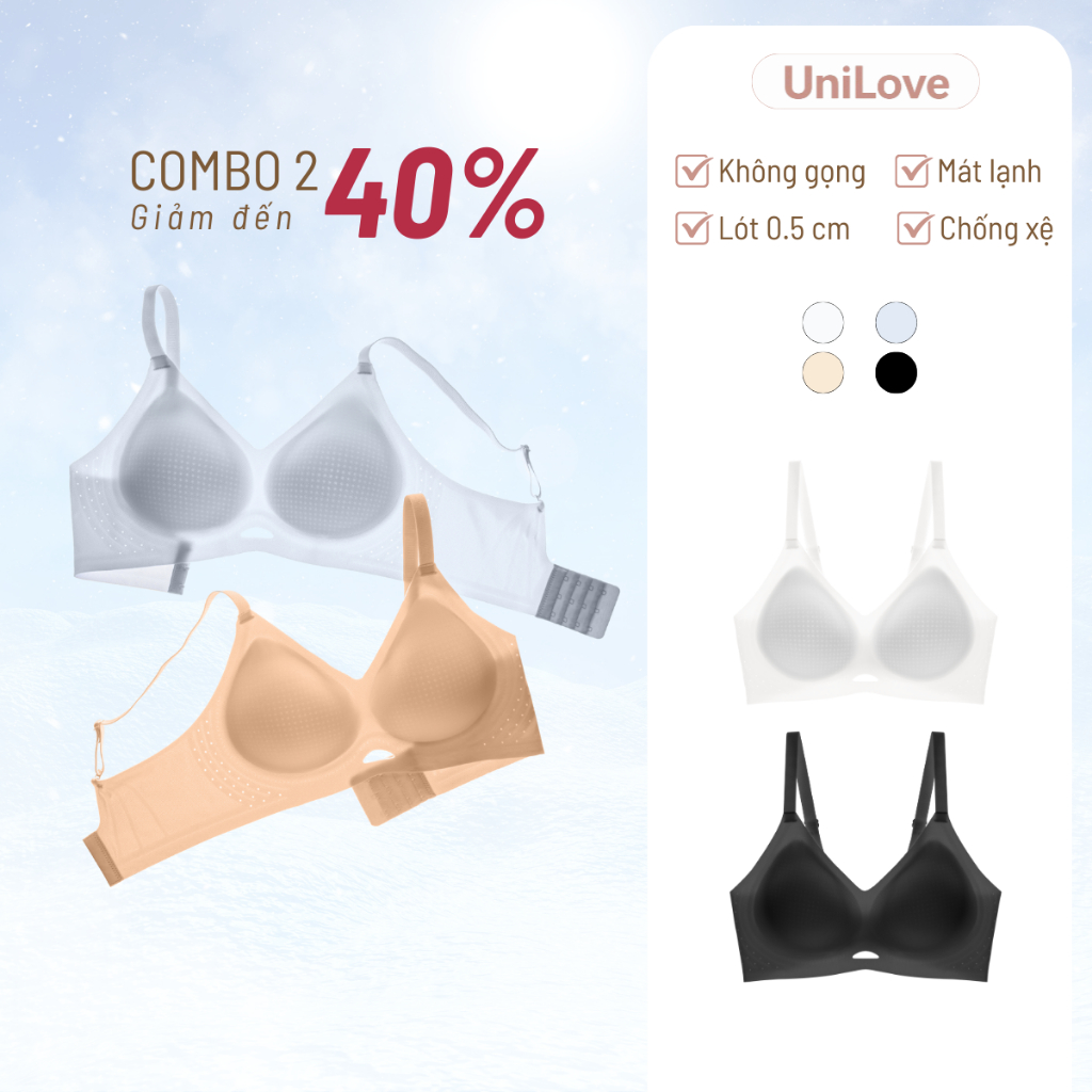 COMBO 2 Áo Ngực Đúc Su Unilove Không Gọng Không Viền, Chống Xệ Nâng Size V1, Áo Lót Kháng Khuẩn-6605