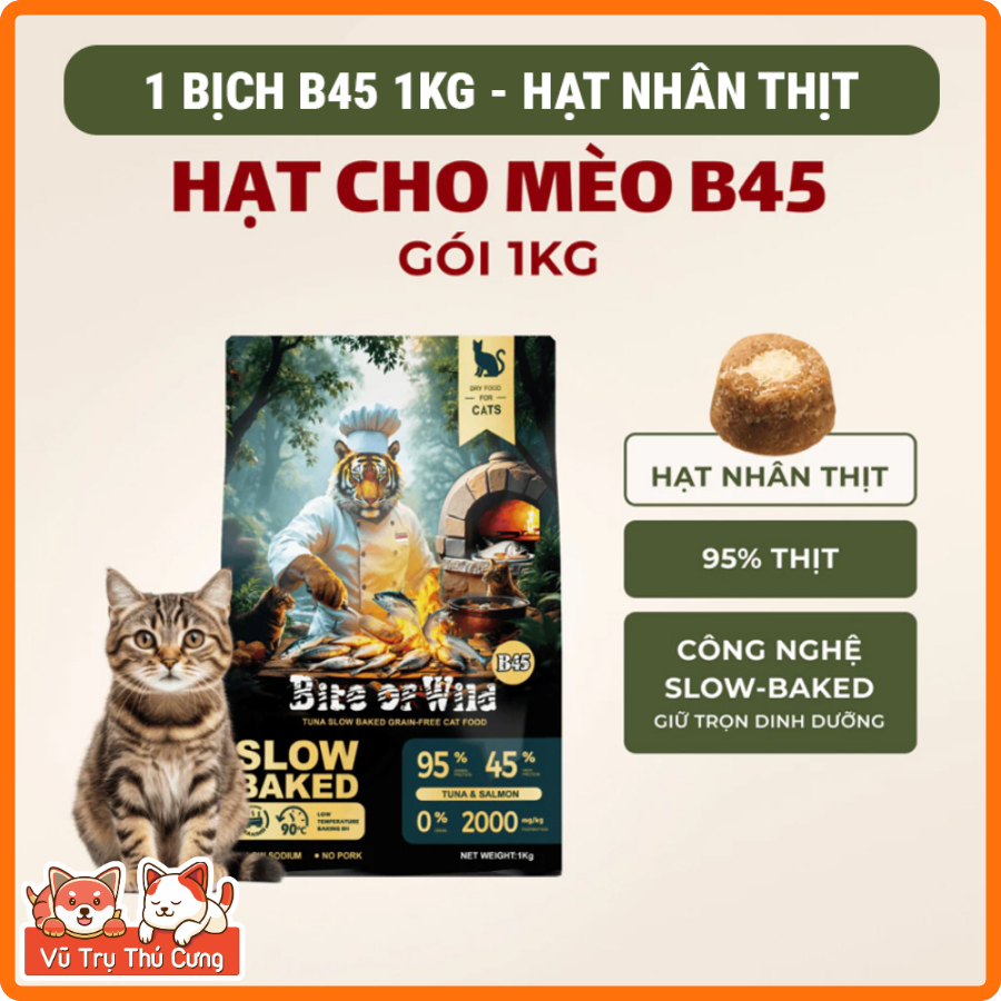 (Mua 1 Tặng 4) Hạt Cho Mèo Bite Of Wild 1Kg Cao Cấp Giàu Đạm, Không Độn Ngũ Cốc-Nhiều Thịt
