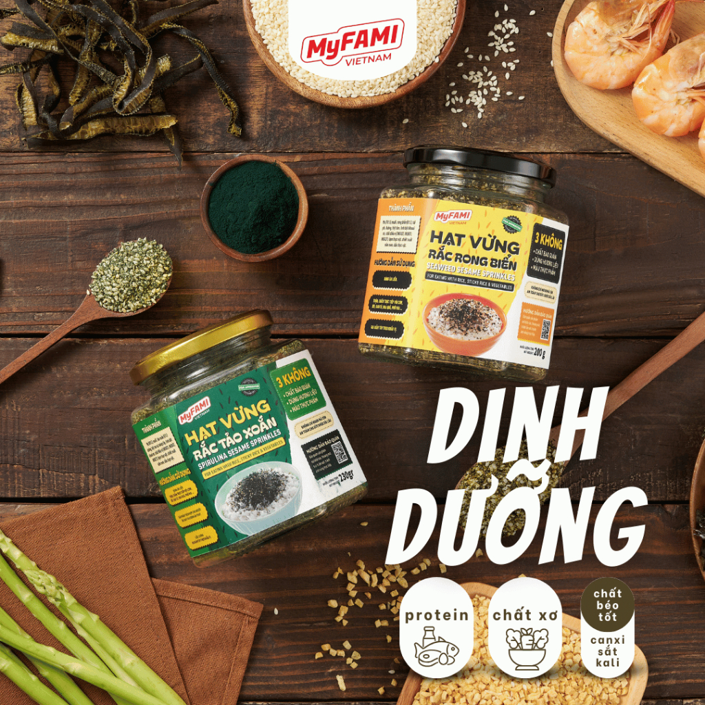 [Combo Chill Chill 1] Hạt Vừng Rắc Ăn Liền MyFAMI- Combo 2 Vị (Rong Biển 40g & Tảo Xoắn 50g) - 100% nguyên liệu tự nhiên