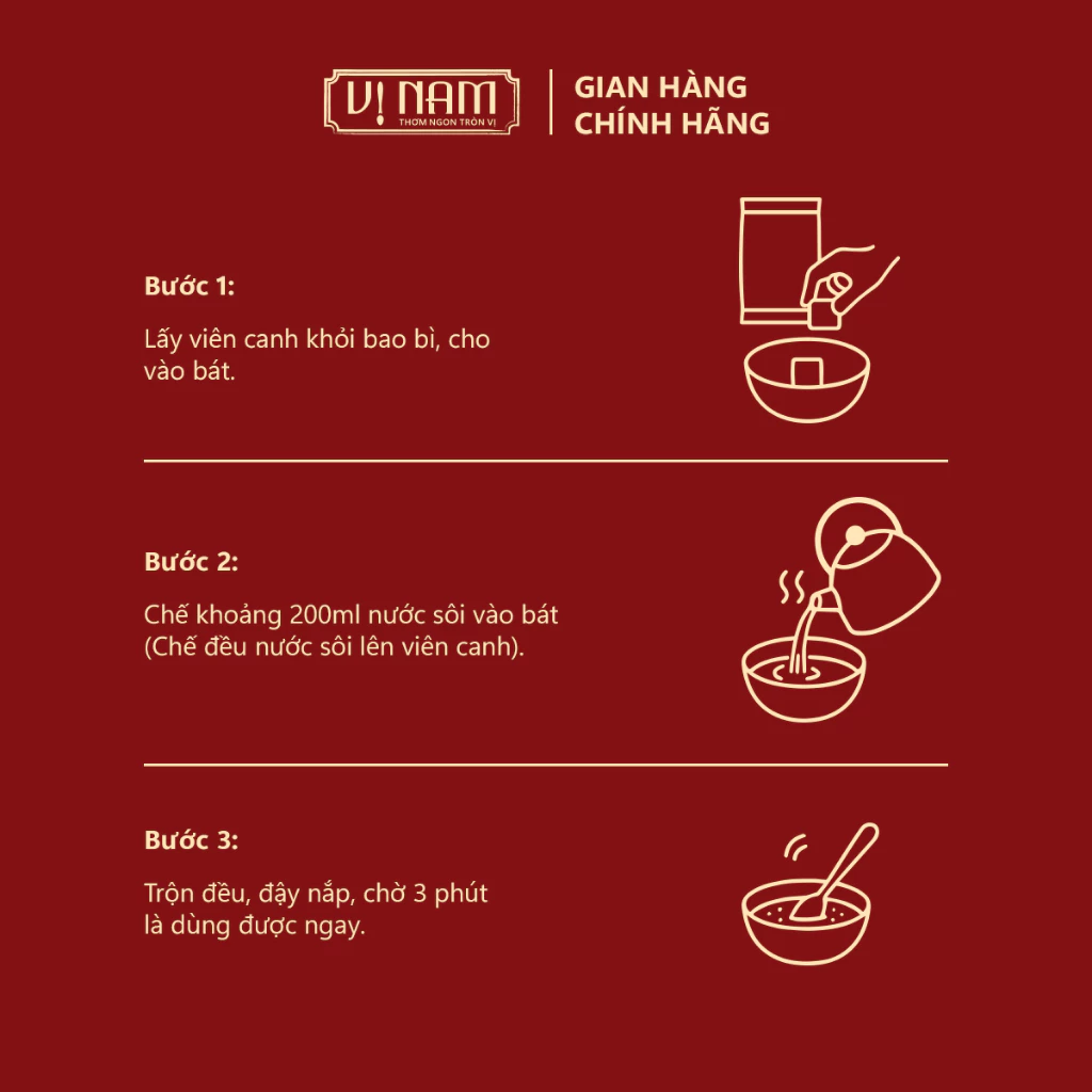 Viên canh sấy thăng hoa: Canh rau ngót thịt bằm - ăn liền - Vị Nam hộp 6 viên - canh lười