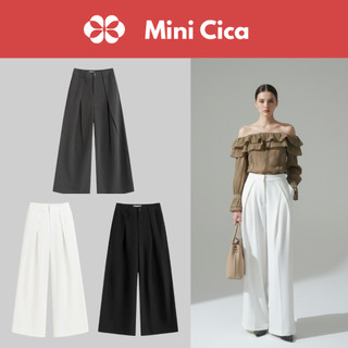 Quần âu ly chéo Mini Cica, ống rộng 32cm, cạp cao, che bụng dưới tốt, chất Tuyết mưa dày dặn, đứng form minicica Q01, qu