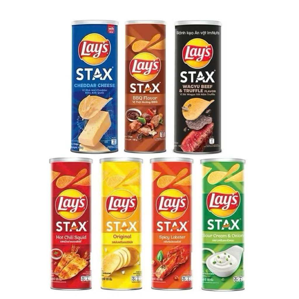 1 lon chỉ 30k  -Snack Khoai tây Lays Stax đủ vị lon 100g với 6 vị chỉ có