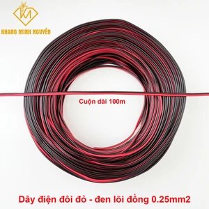 Cuộn 100m dây đôi 2 màu đỏ đen chuyên dùng cho đèn led, bảng hiệu, mạch điện tử