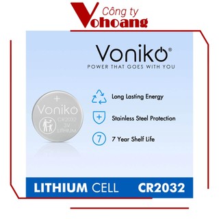 Pin Voniko CR2032 Lithium thương hiệu Mỹ chính hãng, điện áp 3V, tương thích mọi thiết bị, pin lâu