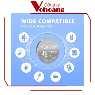 Pin Voniko CR2032 Lithium thương hiệu Mỹ chính hãng, điện áp 3V, tương thích mọi thiết bị, pin lâu